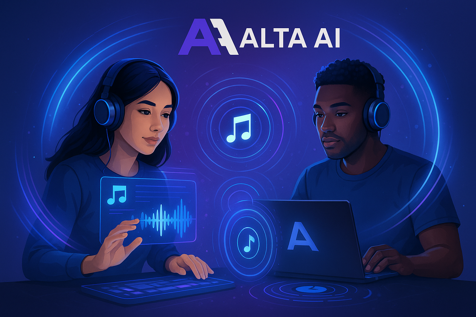 AI Music Production Illustration